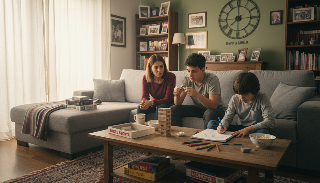 Una chiacchierata in famiglia nel calore del salotto