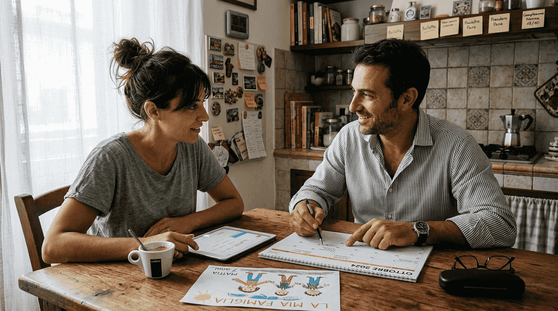 Mamme e papà italiani organizzano le giornate tra agenda e tablet